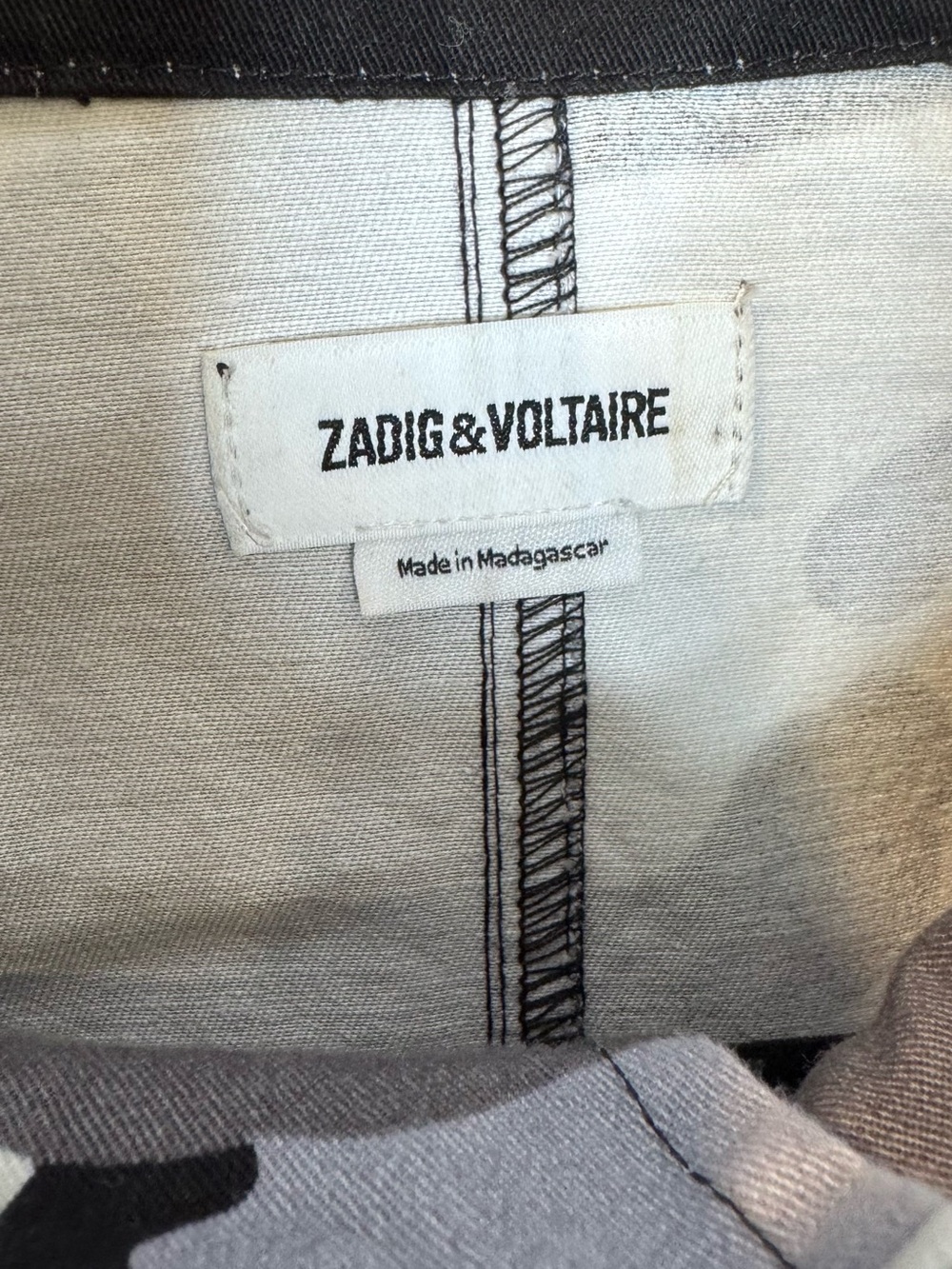 Zadig & Voltaire Black And Gray Kola Camo Jacket Womens Size Small - Picture 3 of 6